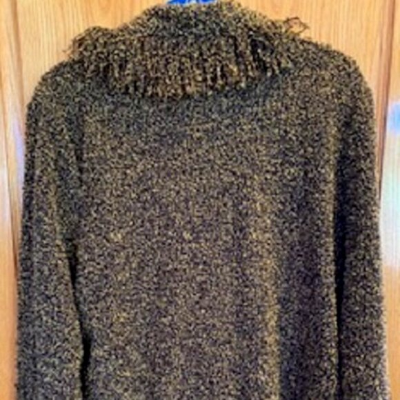 Nina Leonard Knit Button Down Front Cardigan Sweater Top Fringe Collar Sz: XL - Picture 3 of 7